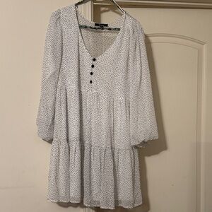 Elegant White Polka Dot Dress